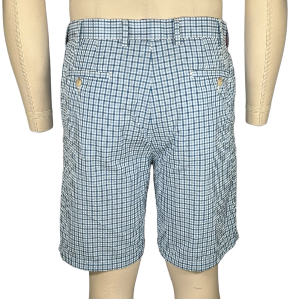 Peter Millar Crown Sport Lightweight Performance Seersucker Shorts Plaid Blue 34 - Picture 5 of 15